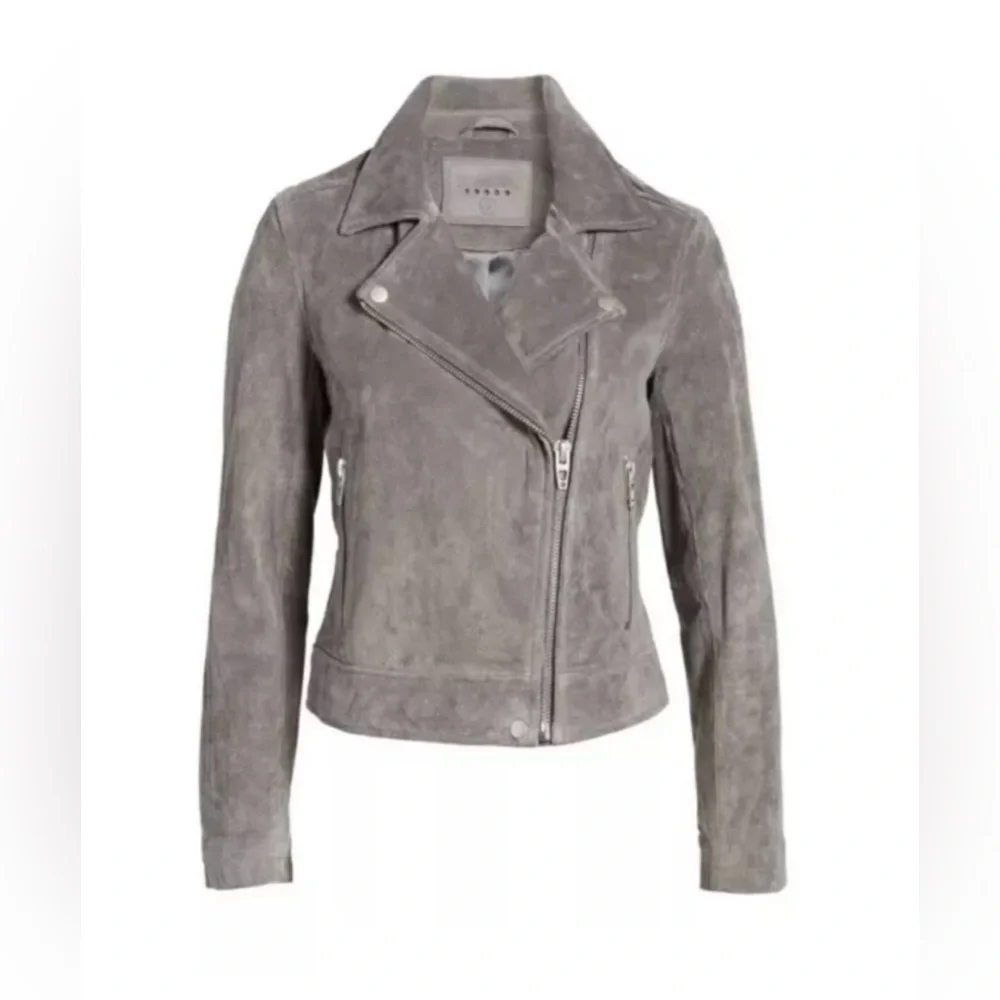NWT BLANKNYC Suede Moto Jacket in Silver Screen Sz M - Picture 4 of 9